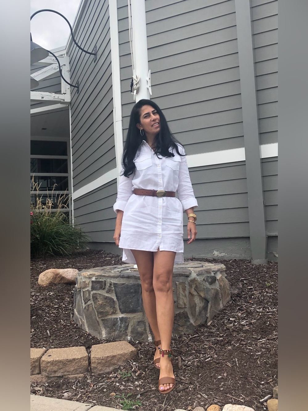 Banana Republic White Button-Up Shirt Dress with Collar